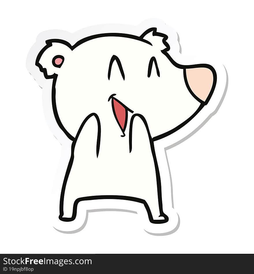 sticker of a laughing polar bear cartoon