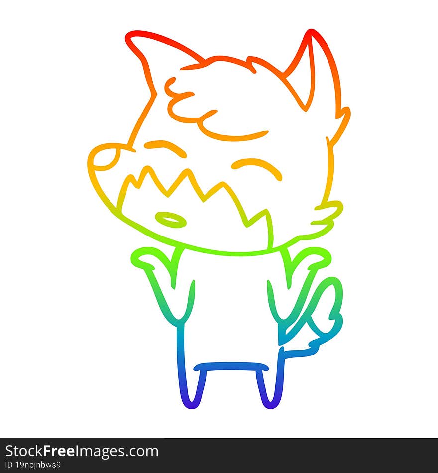 rainbow gradient line drawing cartoon fox