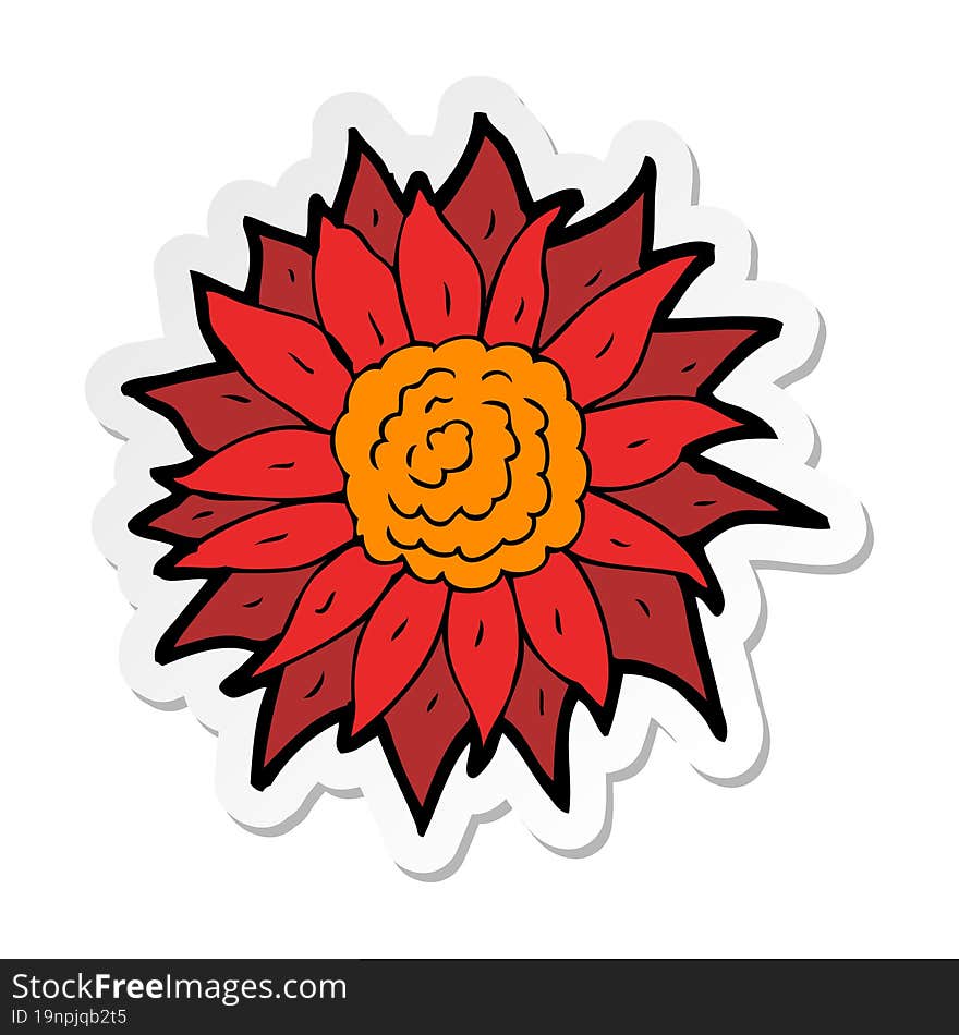 sticker of a cartoon flower