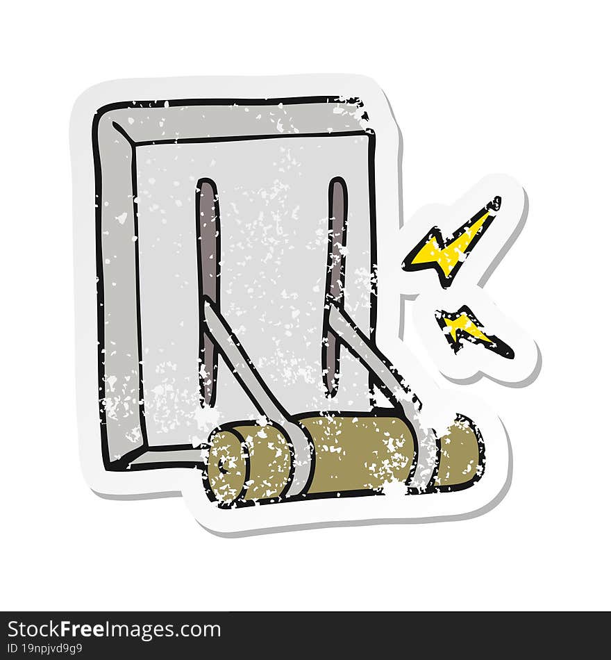 retro distressed sticker of a cartoon electrical switch