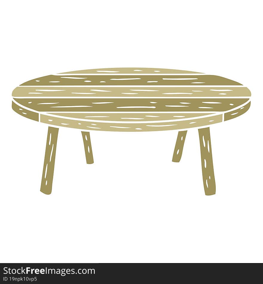 flat color style cartoon wooden table