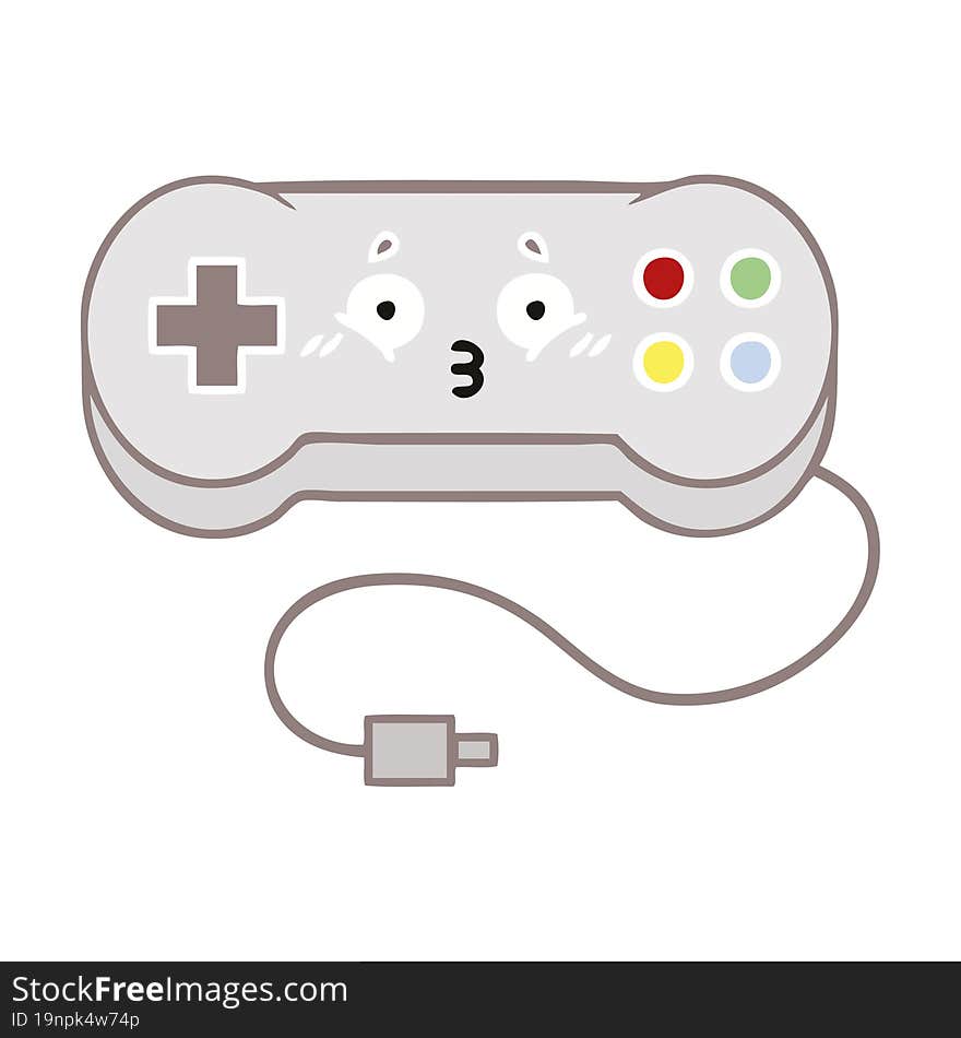 Flat Color Retro Cartoon Game Controller