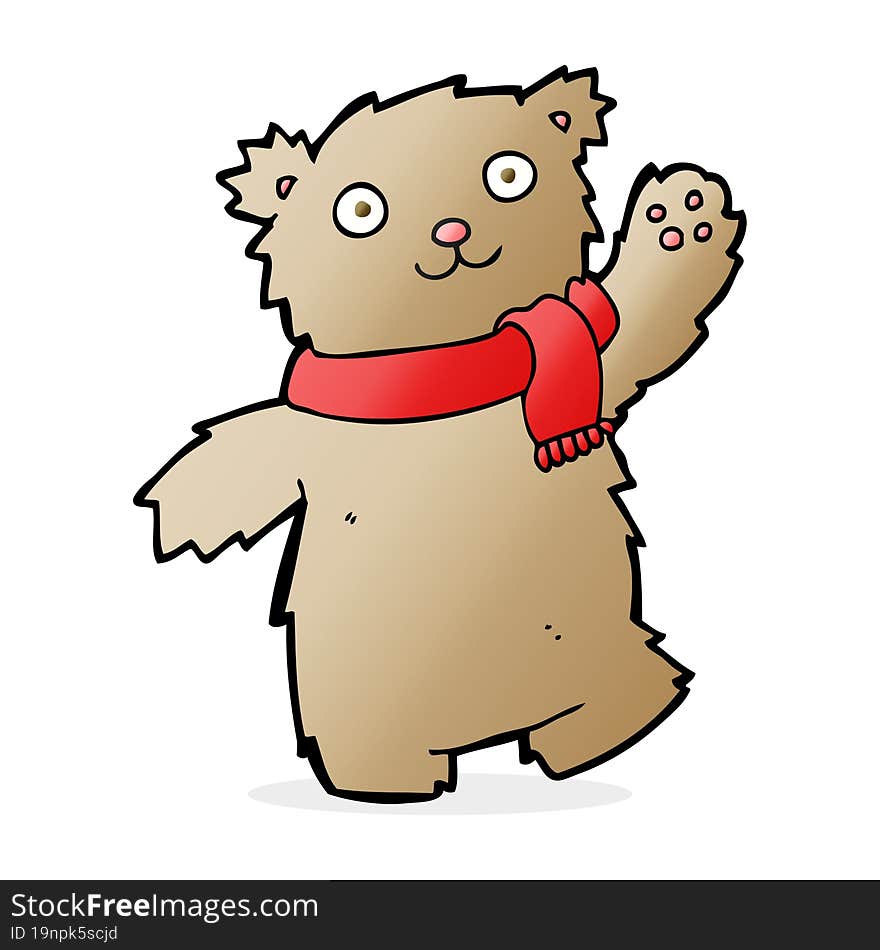 Cartoon Teddy Bear Wearing Scarf