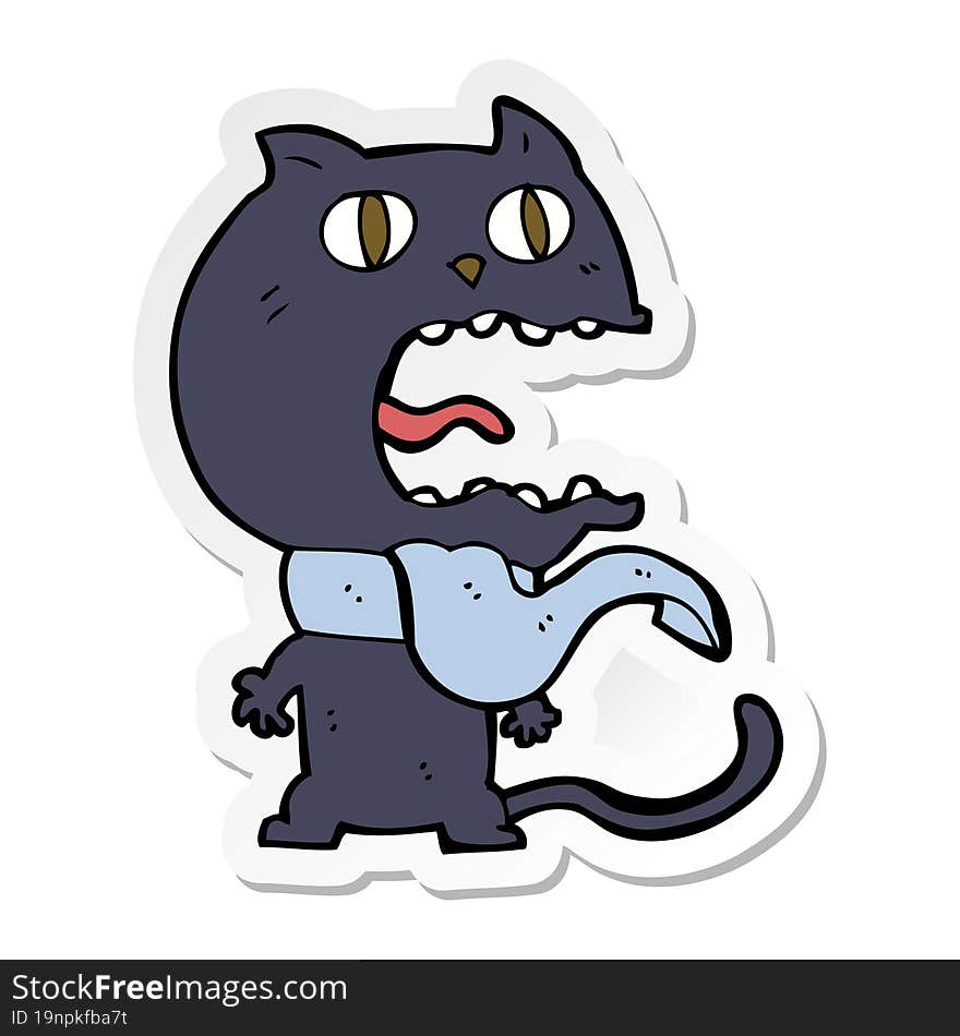 Sticker Of A Cartoon Frightened Cat