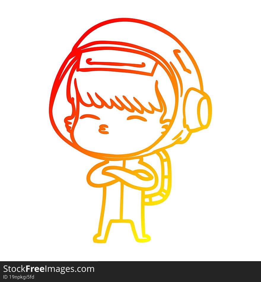 warm gradient line drawing cartoon curious astronaut