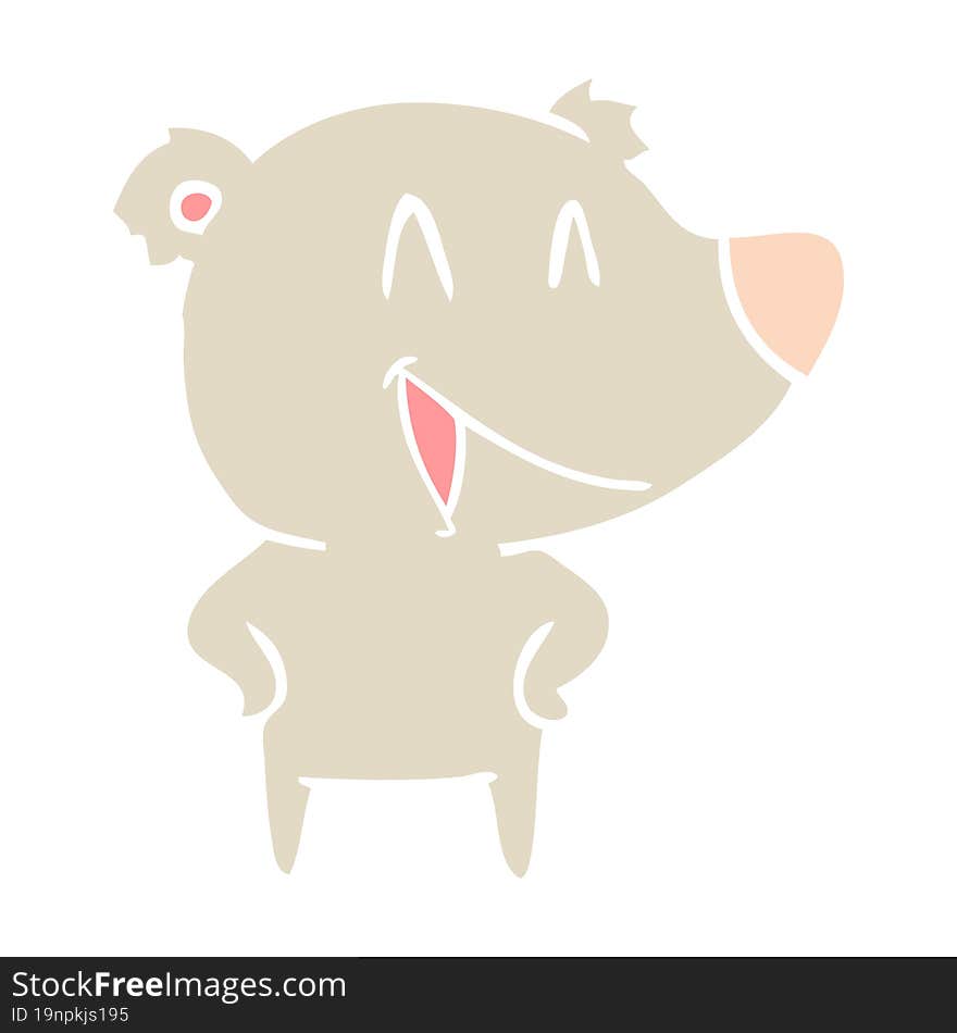 Laughing Bear Flat Color Style Cartoon