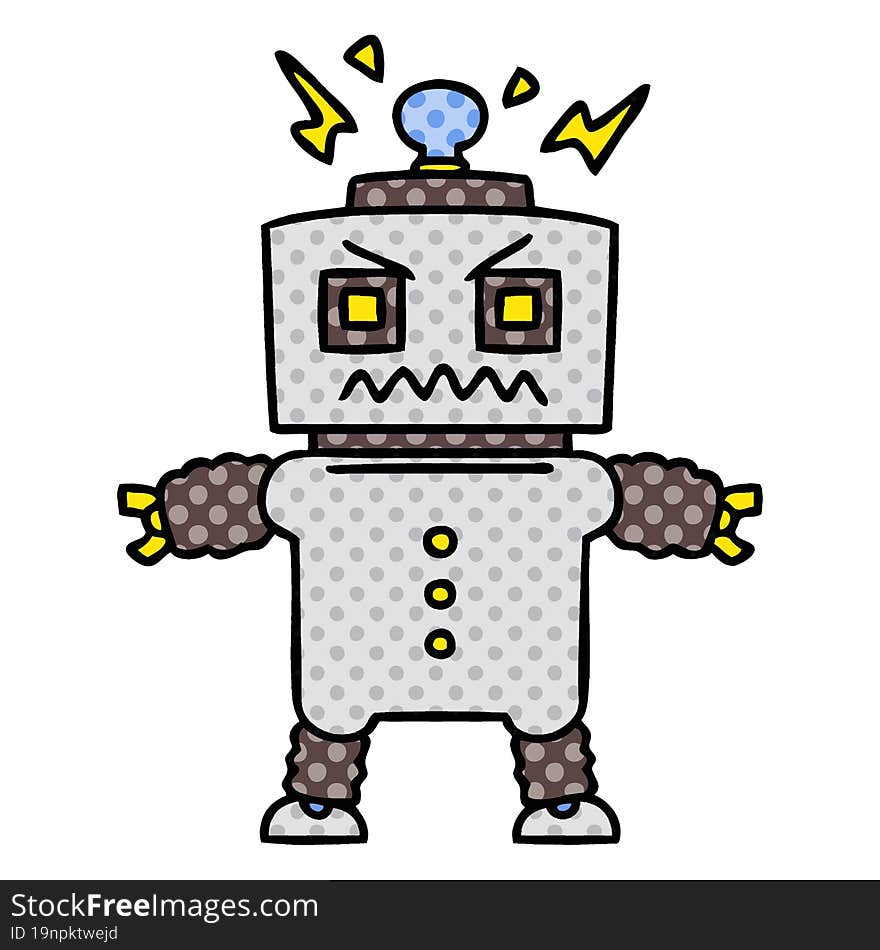 quirky comic book style cartoon robot