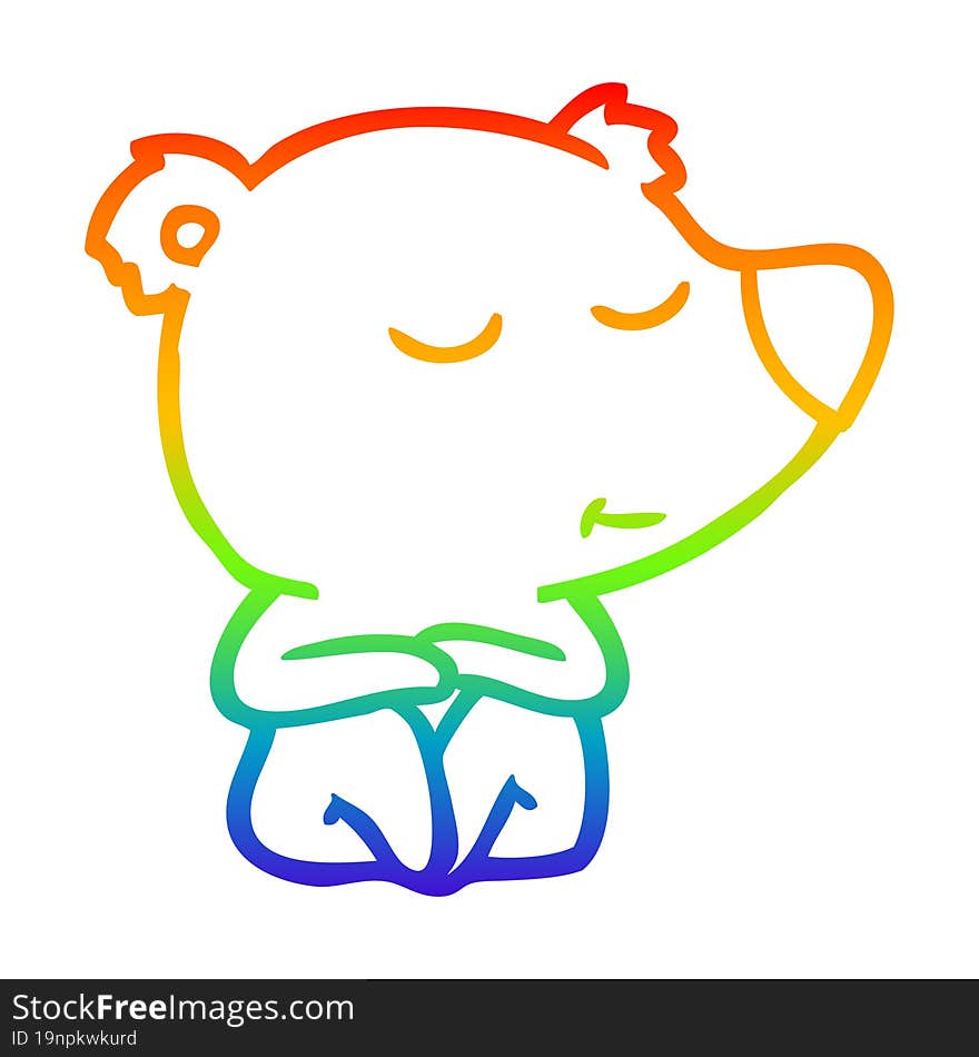 rainbow gradient line drawing happy cartoon polar bear