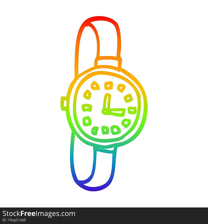 rainbow gradient line drawing cartoon watch