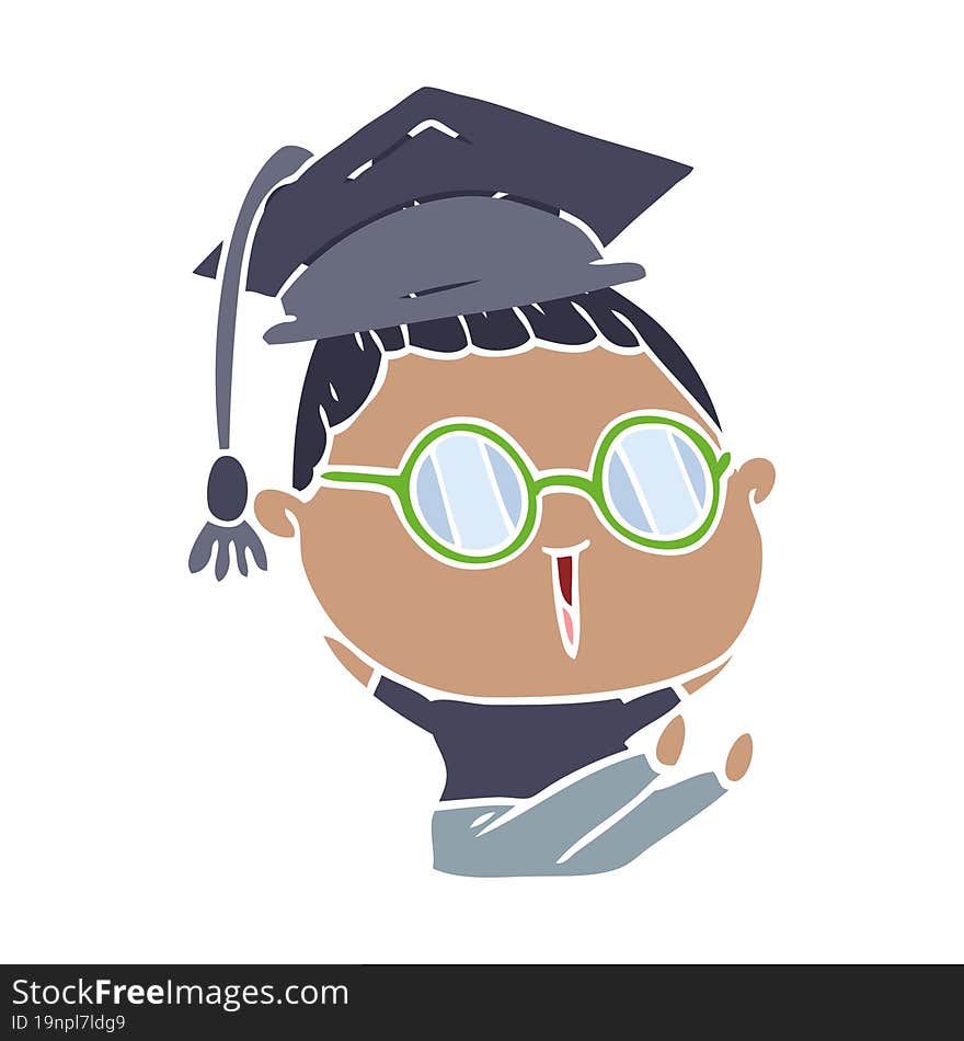 flat color style cartoon graduate wearing spectacles