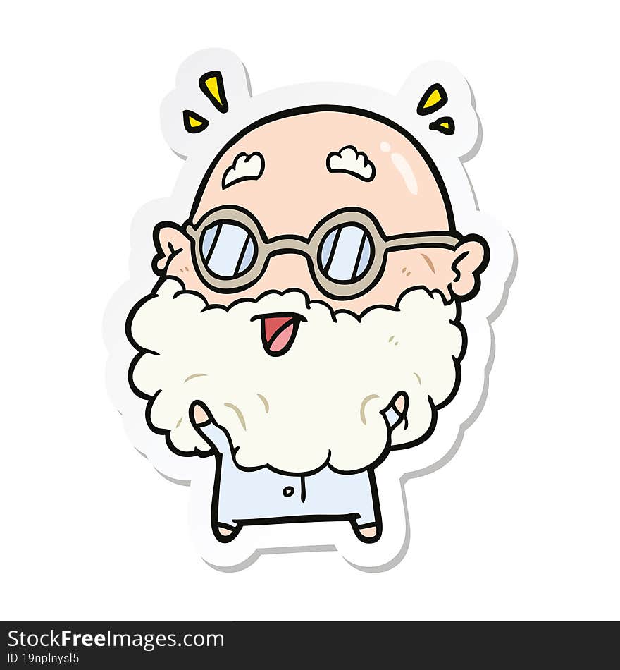 sticker of a cartoon surprised old man