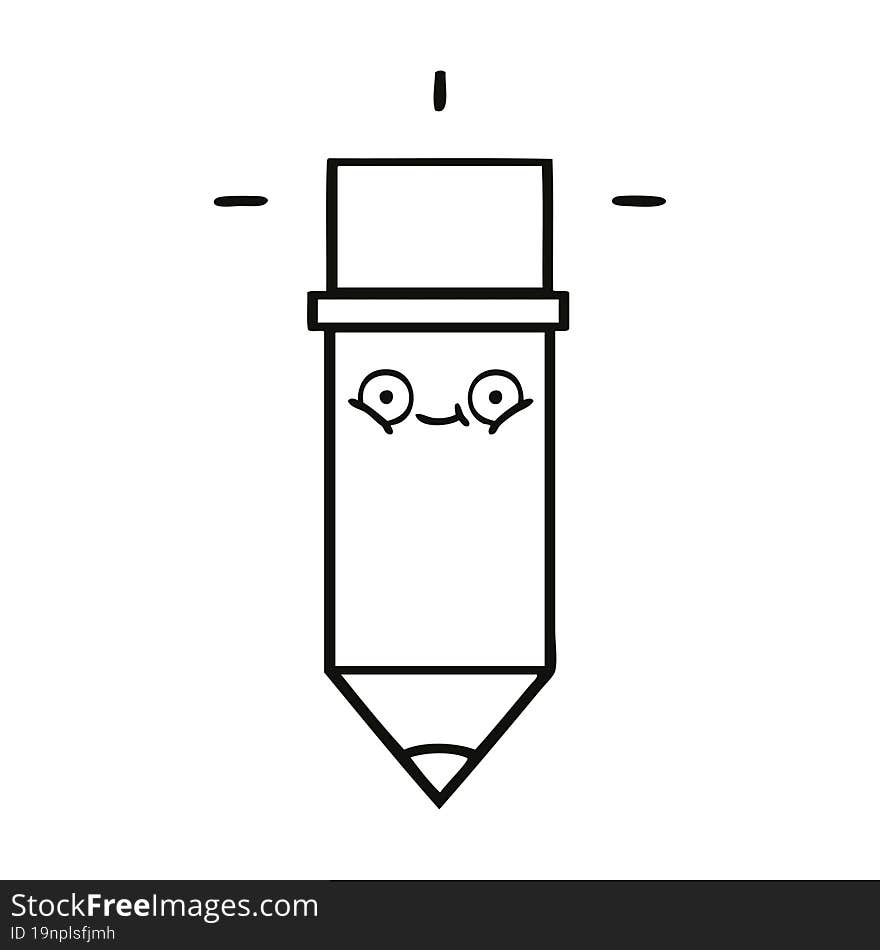 line drawing cartoon of a pencil. line drawing cartoon of a pencil