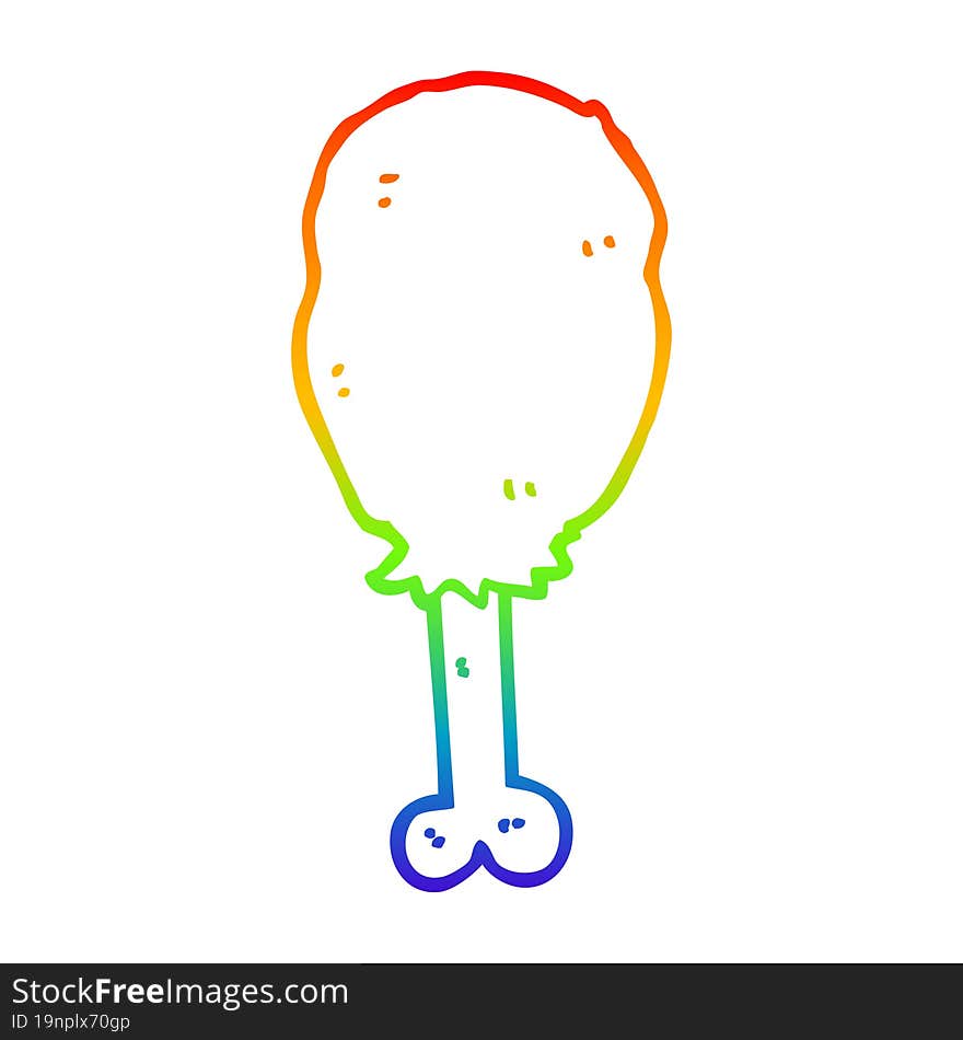 rainbow gradient line drawing cartoon chicken leg