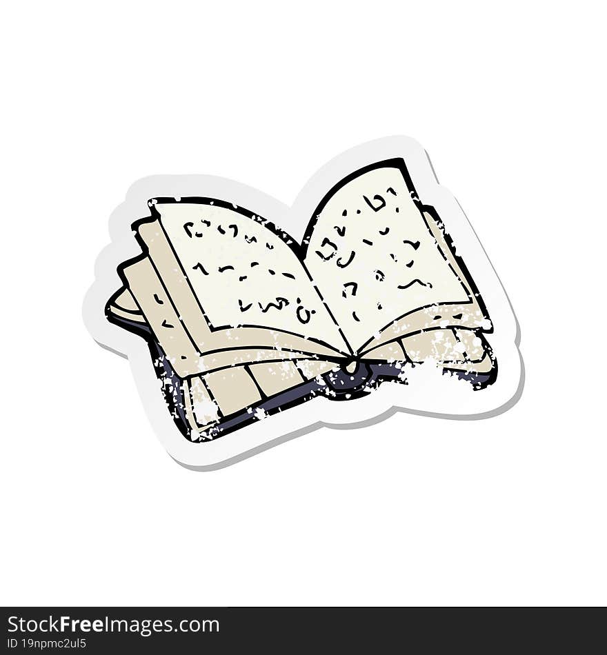 retro distressed sticker of a cartoon open book