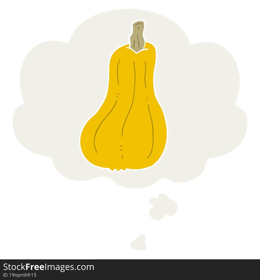 cartoon squash with thought bubble in retro style