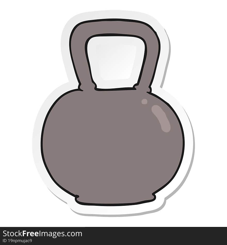 sticker of a cartoon kettle bell weight