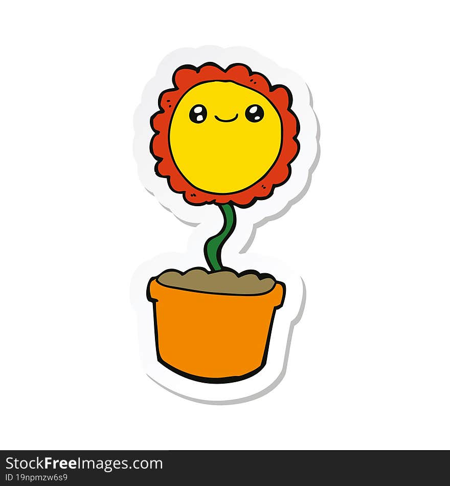 sticker of a cartoon flower