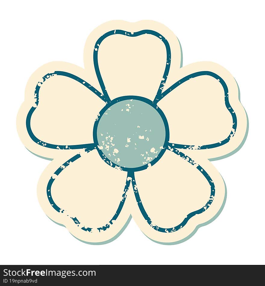 distressed sticker tattoo style icon of a flower