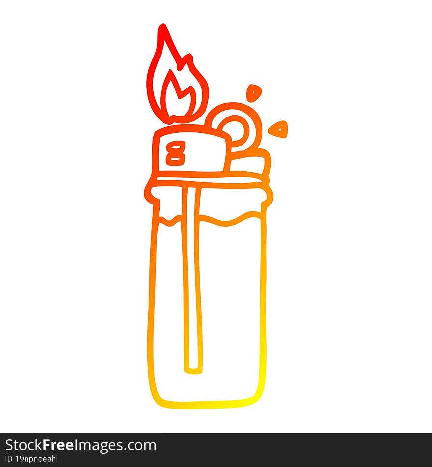 warm gradient line drawing of a cartoon disposable lighter