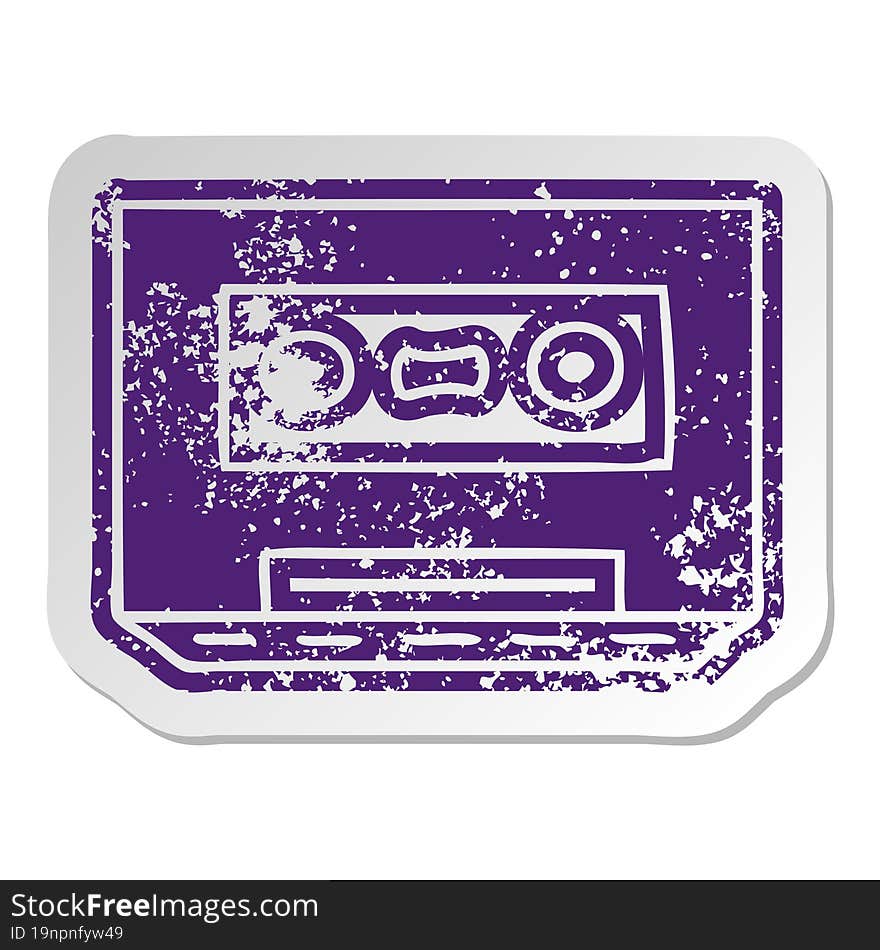 Distressed Old Sticker Of A Retro Cassette Tape