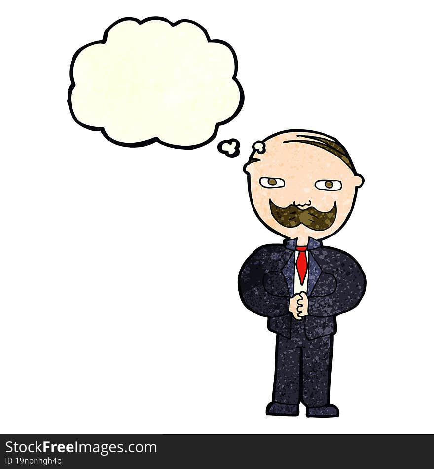 cartoon old man with mustache with thought bubble