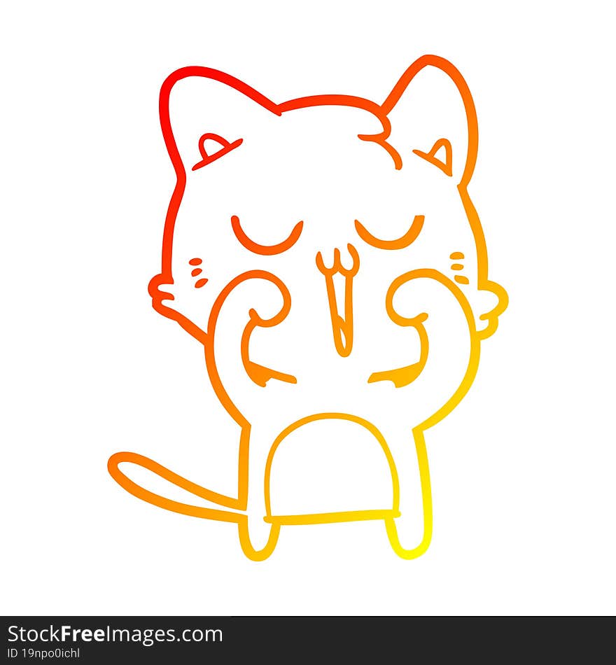 warm gradient line drawing cartoon cat singing