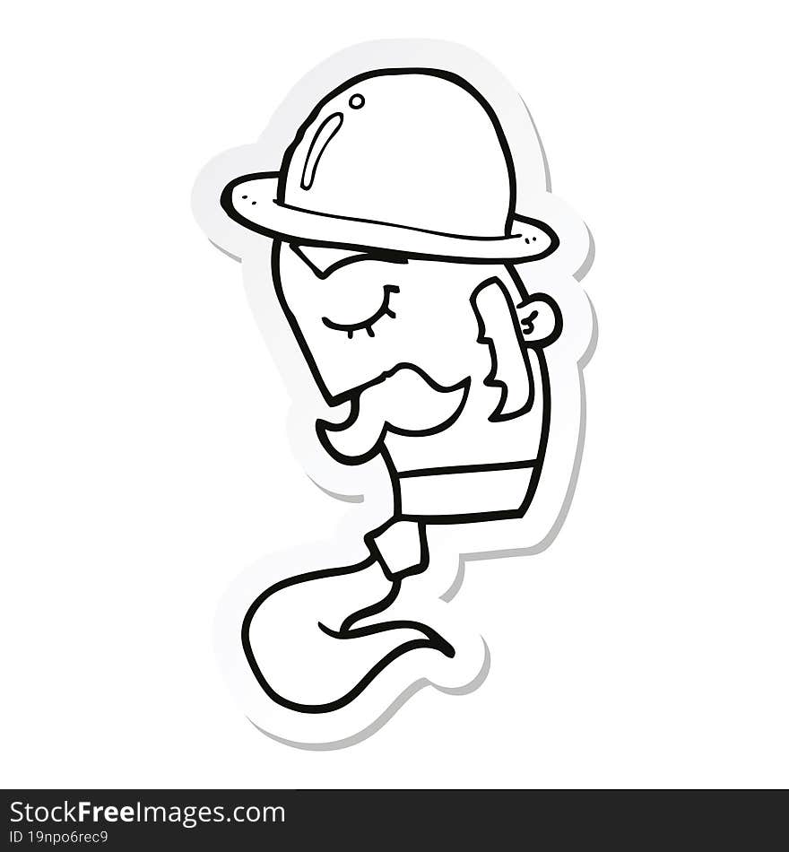 sticker of a cartoon man wearing hat