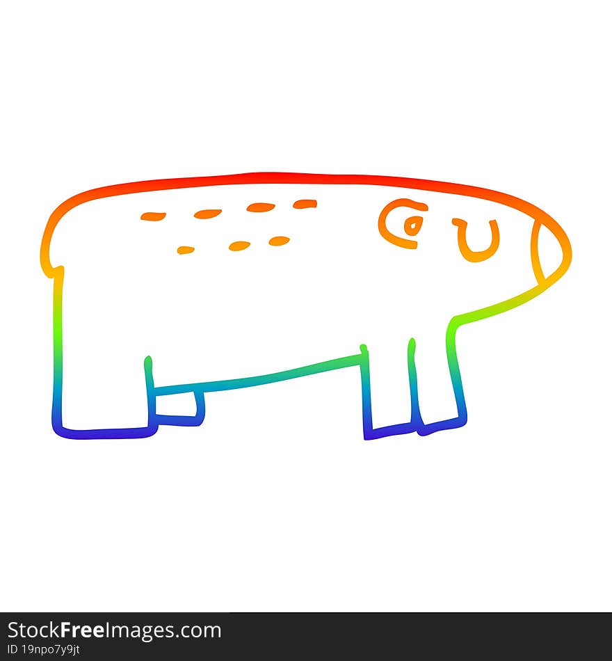 rainbow gradient line drawing cartoon sleepy bear