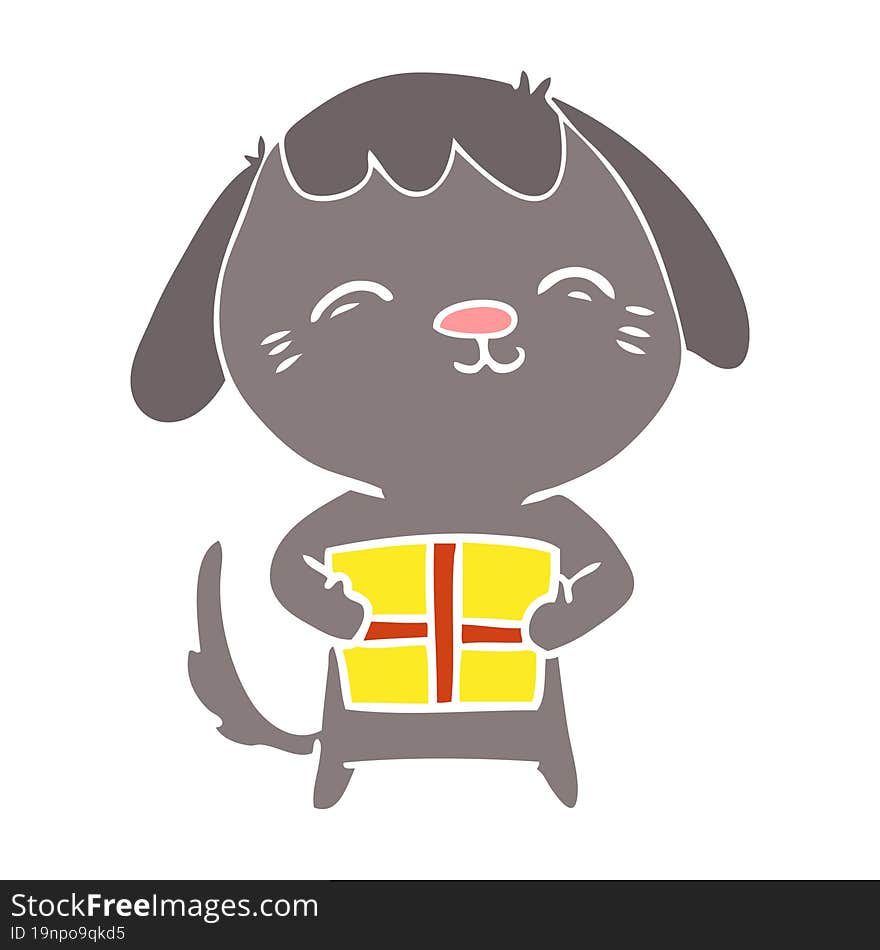 happy flat color style cartoon dog