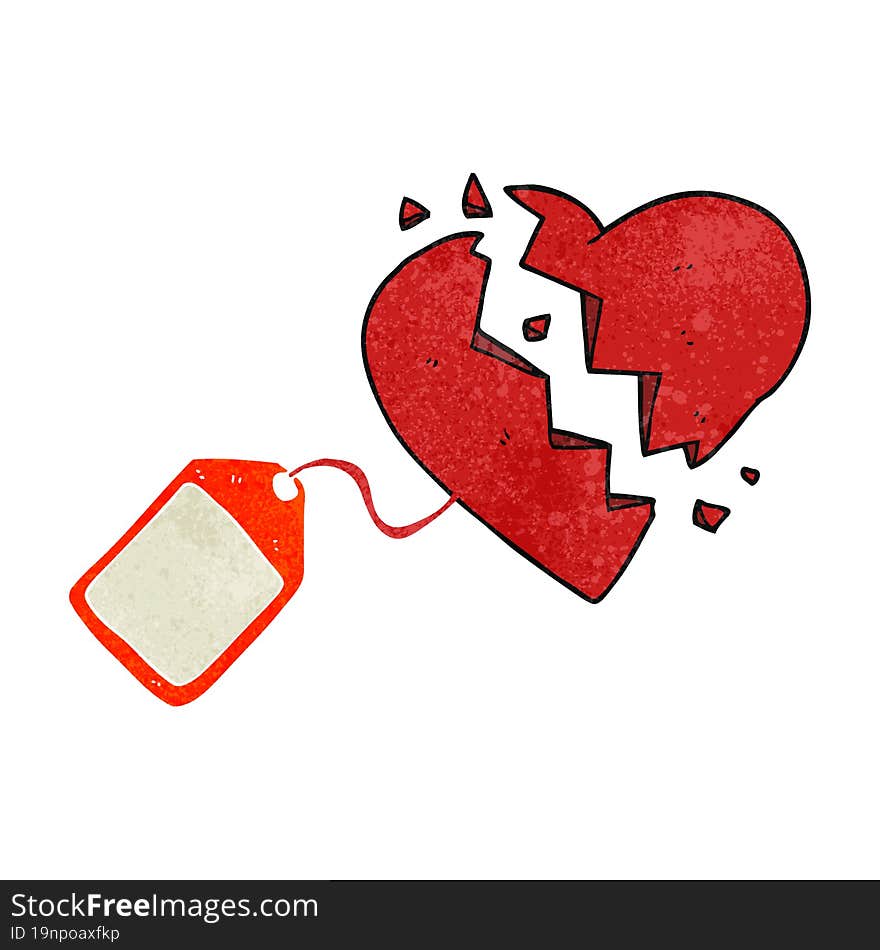 Retro Cartoon Luggage Tag On Broken Heart