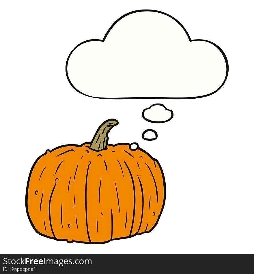 cartoon pumpkin and thought bubble