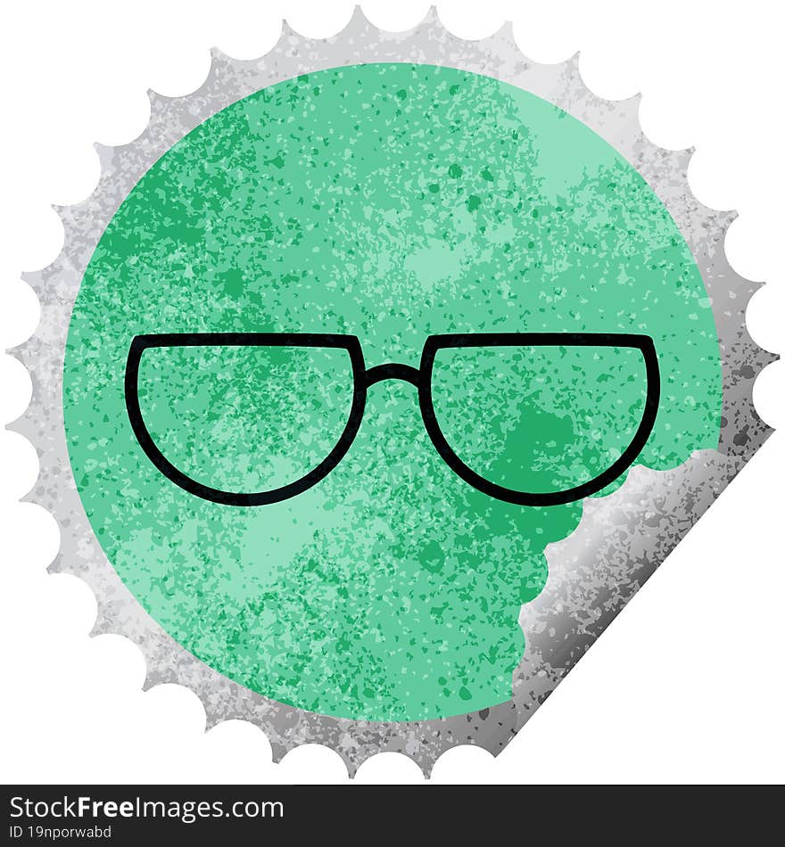 spectacles round sticker stamp