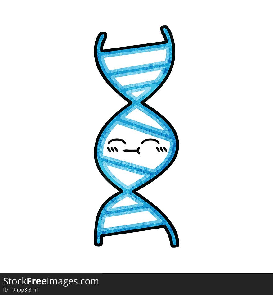 Retro Grunge Texture Cartoon DNA Strand