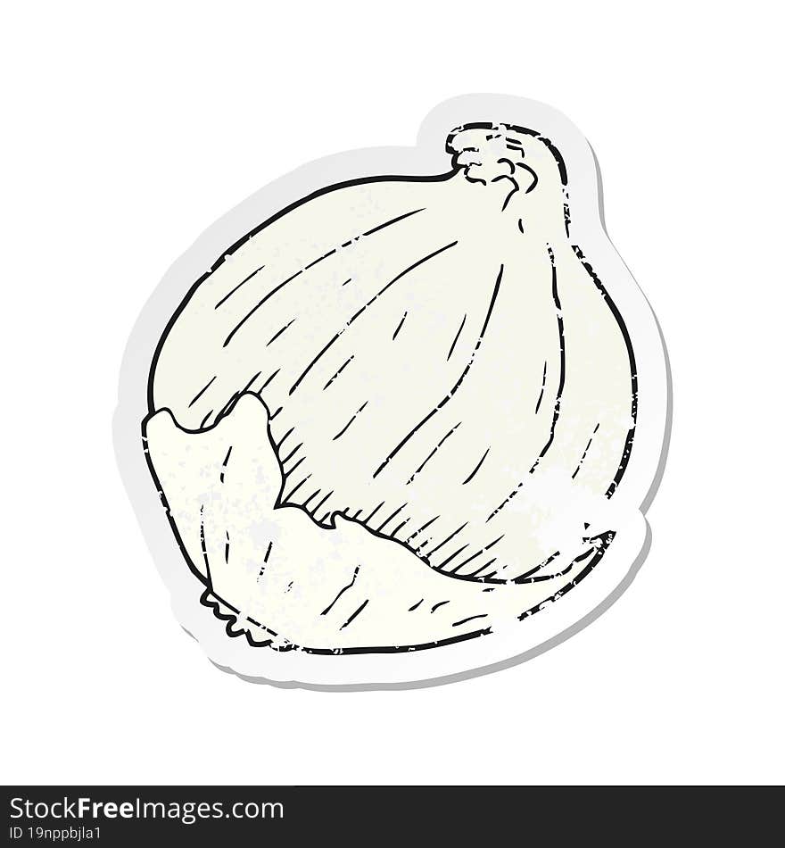 Retro Distressed Sticker Of A Cartoon Onion