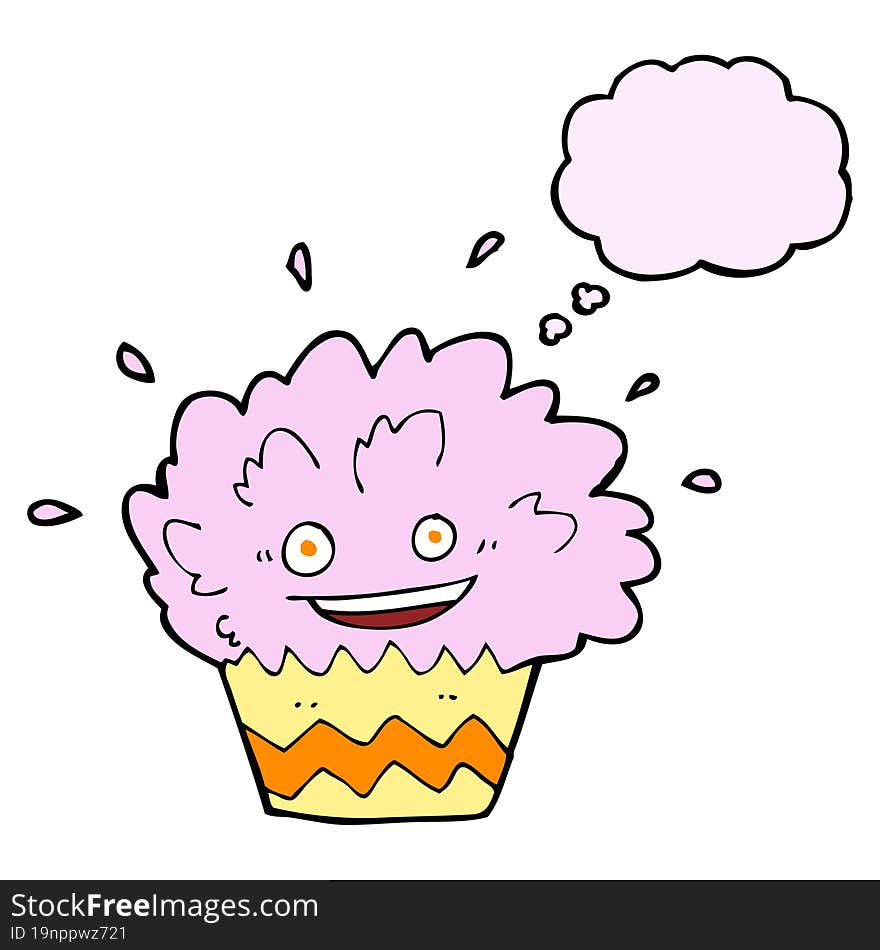 Cartoon Exploding Cupcake With Thought Bubble