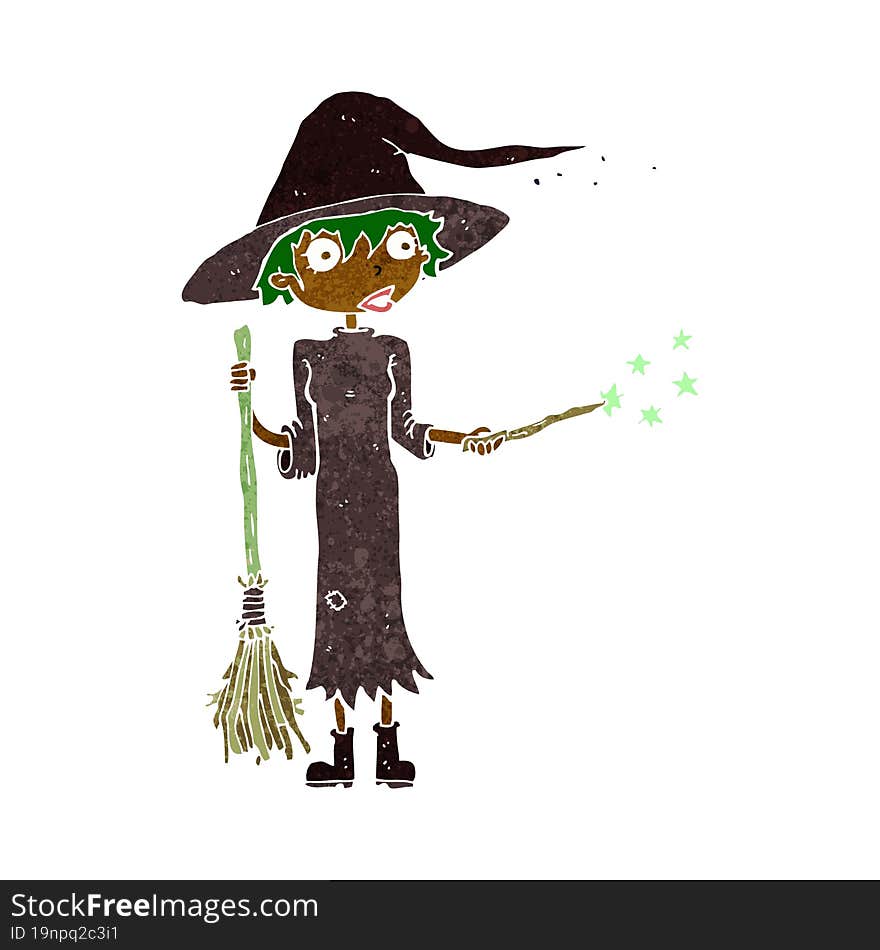 cartoon witch casting spell