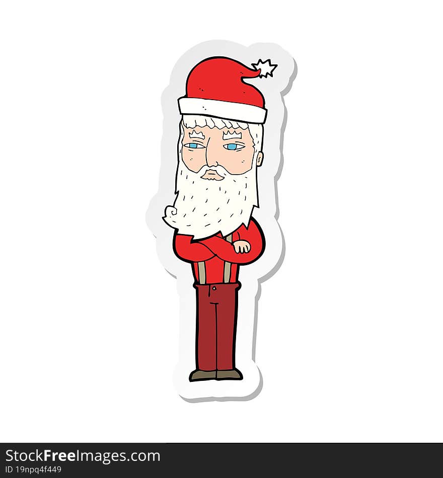 sticker of a cartoon hipster santa