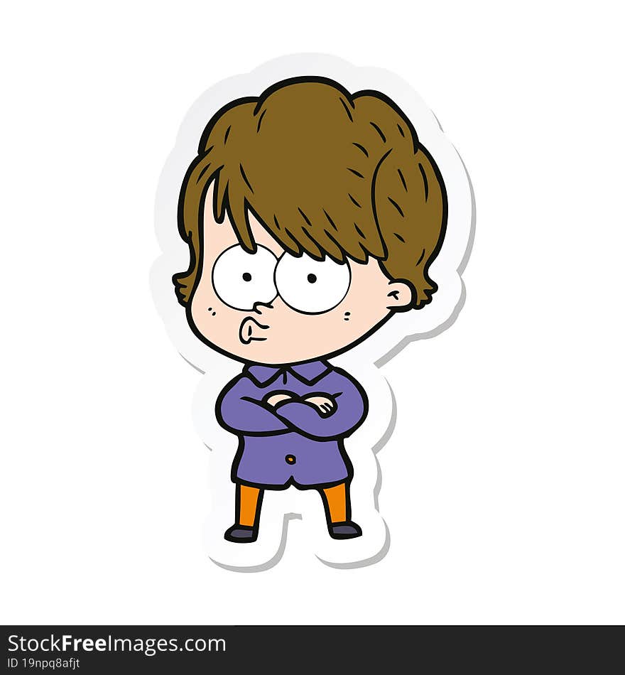 sticker of a cartoon woman