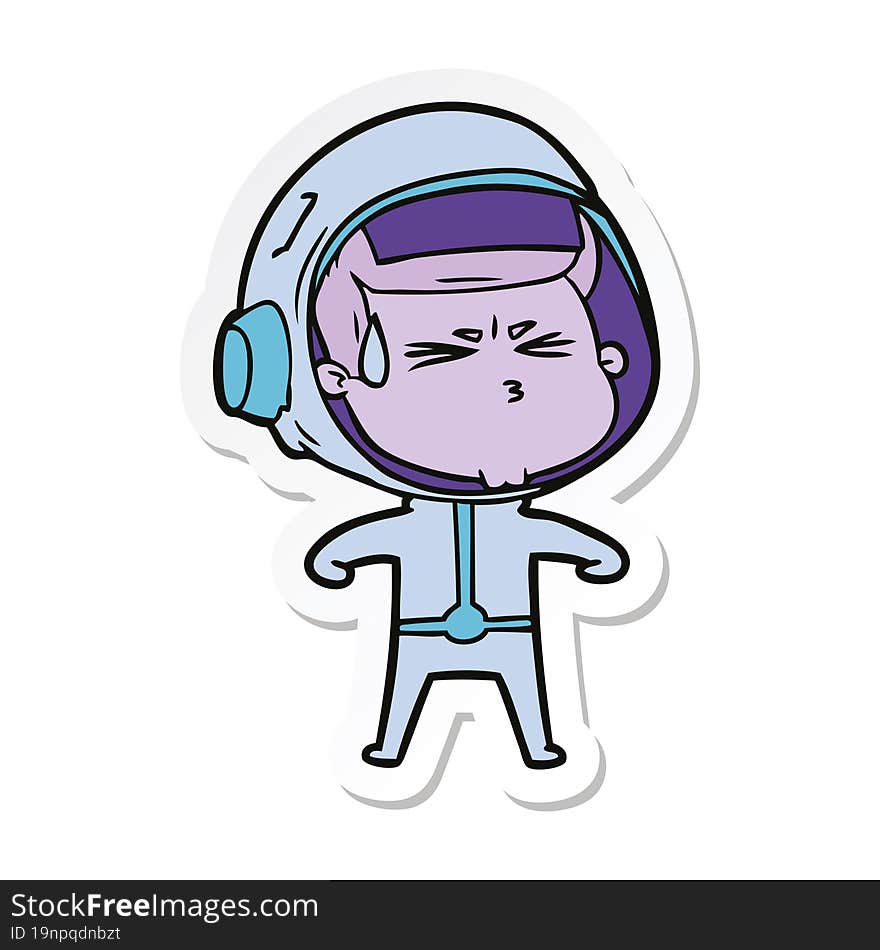 sticker of a cartoon stressed astronaut