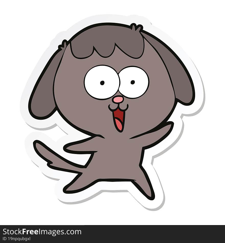 Sticker Of A Cute Cartoon Dog