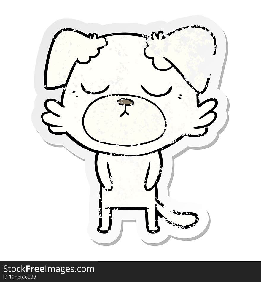 distressed sticker of a cute cartoon dog