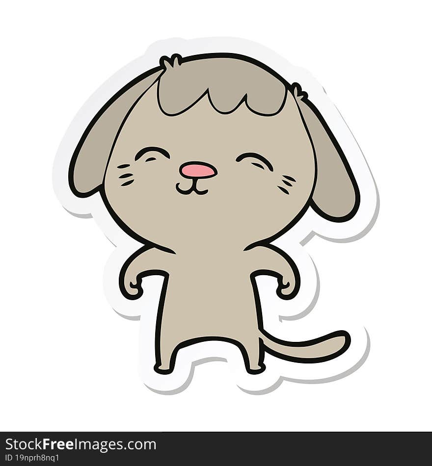 Sticker Of A Happy Cartoon Dog