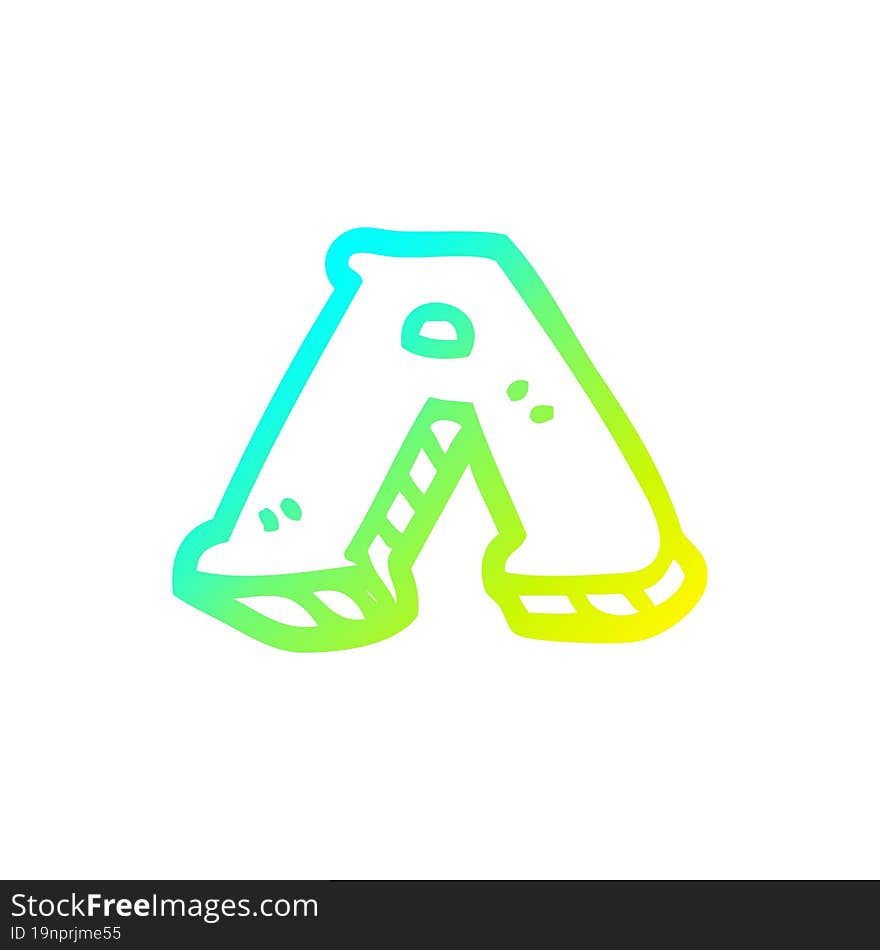 cold gradient line drawing of a cartoon letter a