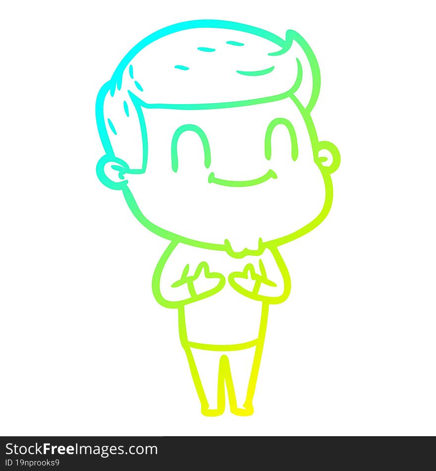 Cold Gradient Line Drawing Cartoon Friendly Man