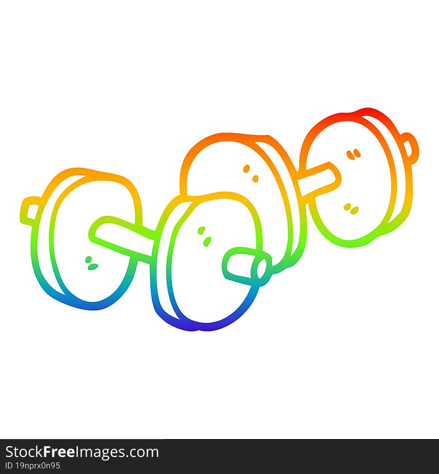 rainbow gradient line drawing cartoon pair of dumbbells