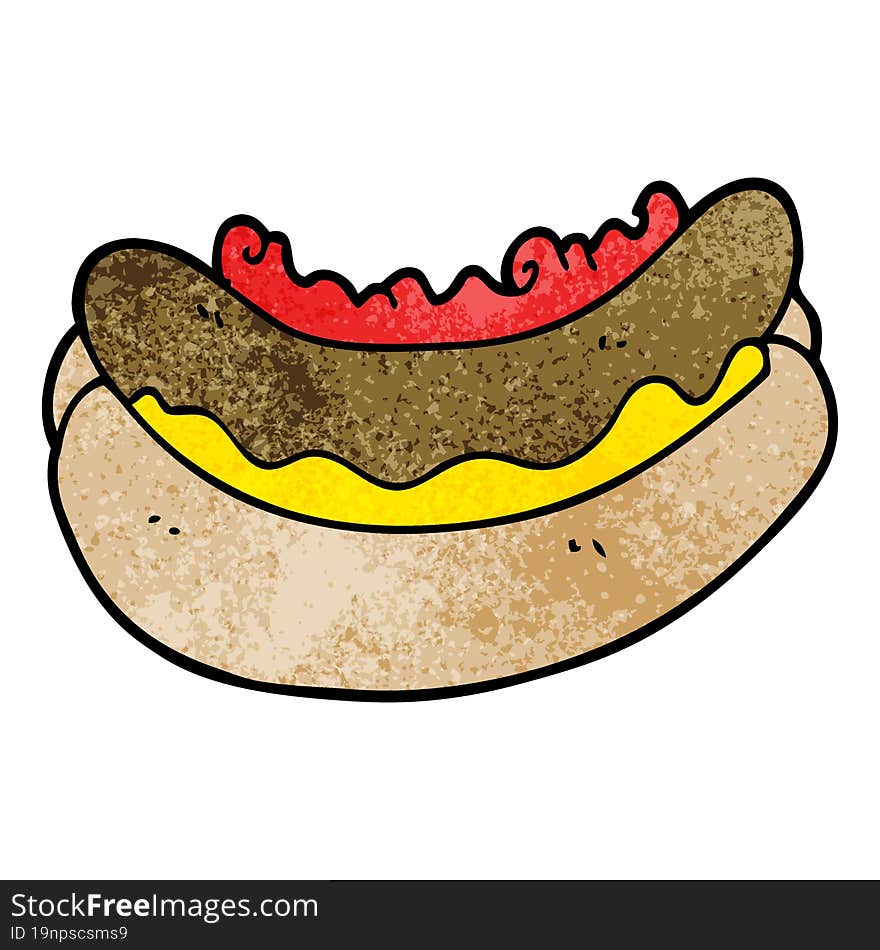 cartoon doodle of a hotdog