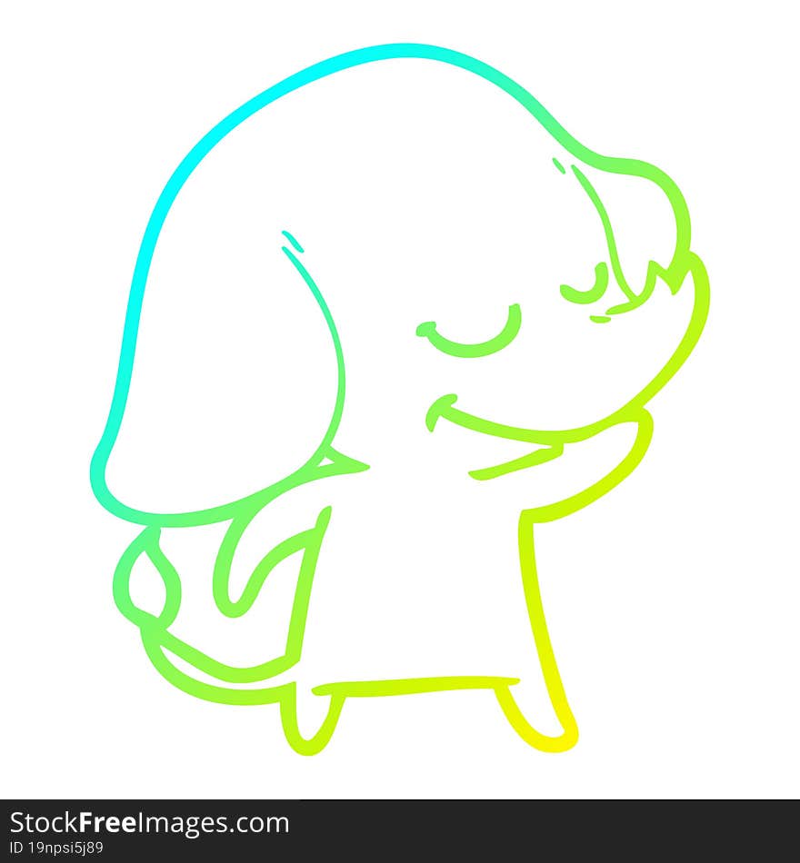 cold gradient line drawing cartoon smiling elephant