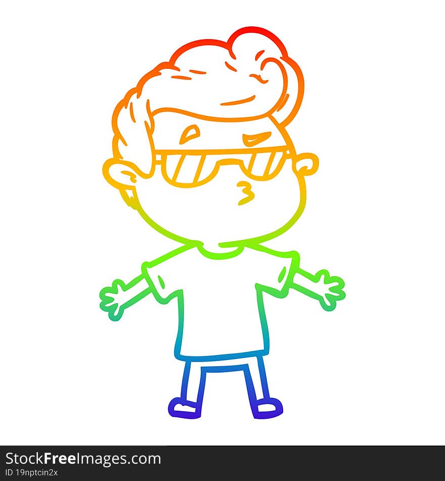 rainbow gradient line drawing cartoon cool guy