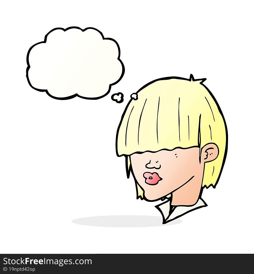 cartoon fashion haircut  with thought bubble