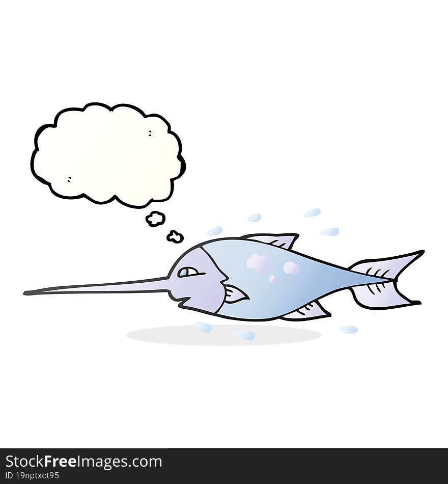 freehand drawn thought bubble cartoon swordfish